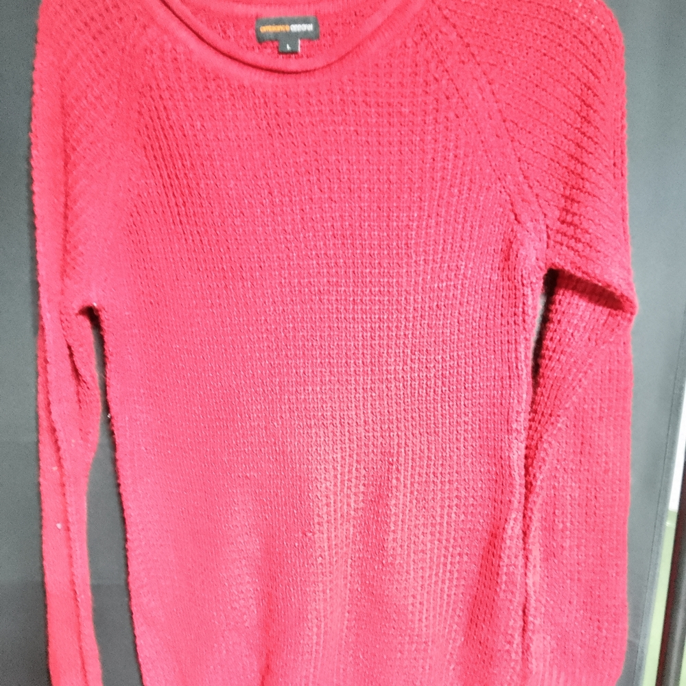Ambiance Bright Pink Crewneck Waffle Knit Sweater